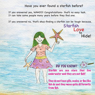 Addison teaches kids how to find starfish.