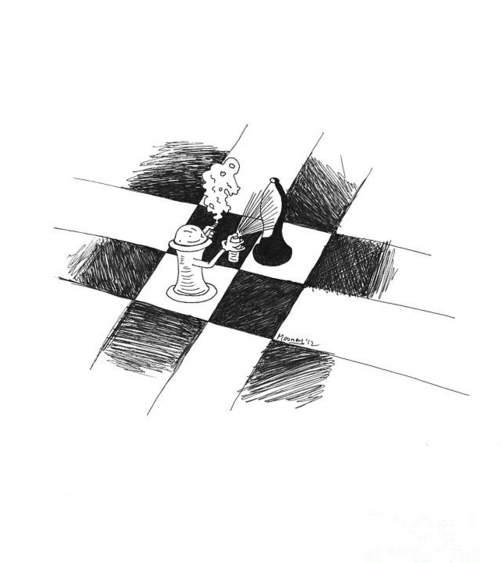 chess wall art drawing
