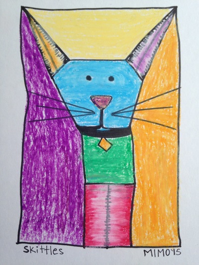 colorful abstract cat art