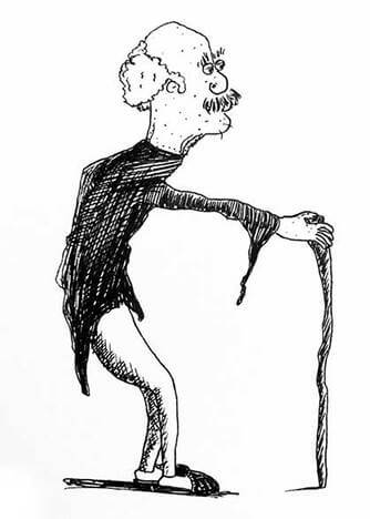 illustration of an old an with a cane